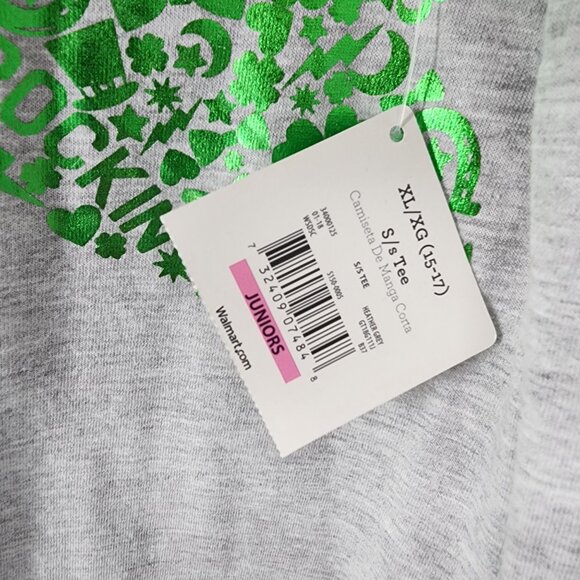 NEW St. Patricks Day Juniors Shamrock Graphic T-Shirt XL/XG (15-17) Cotton Blend - Picture 3 of 6
